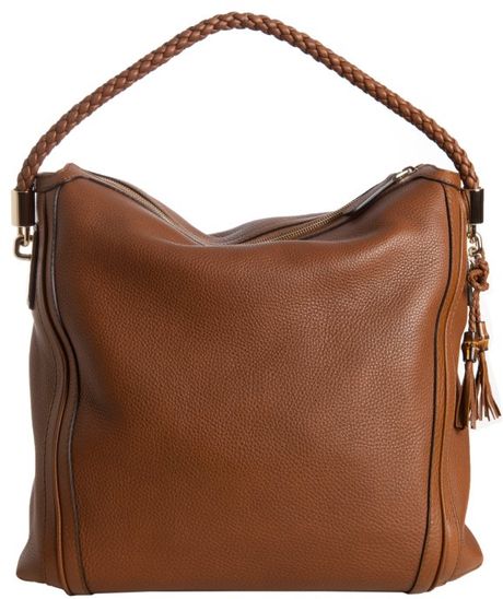 Gucci Brown Leather Bella Braided Handle Large Hobo in Brown | Lyst