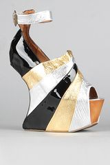 Jeffrey Campbell The Rockstar Shoe in Silver Gold Black Combo