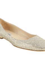 Jimmy Choo Champagne Glitter Mesh Finlay Flats