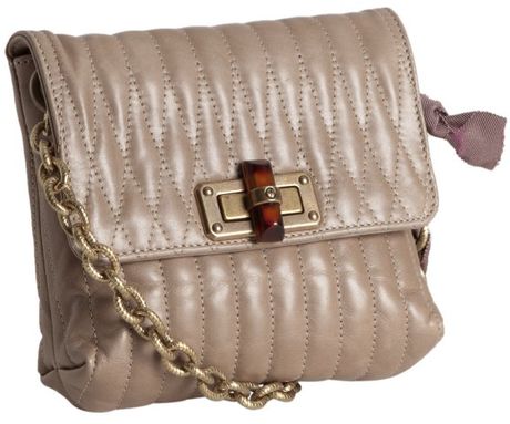 Lanvin Grey Quilted Calfskin Leather Mini Pop Bow Detail Shoulder Bag in Beige (grey) - Lyst