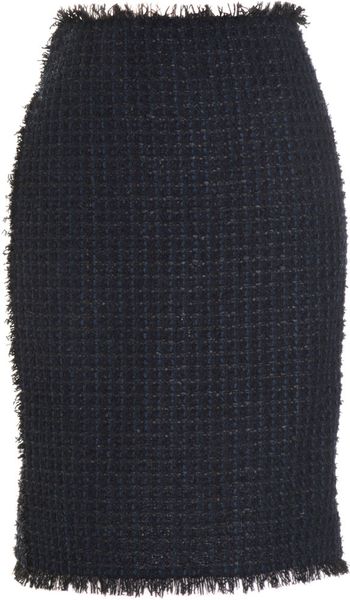 Lanvin Tweed Fitted Skirt in Blue (midnight) - Lyst