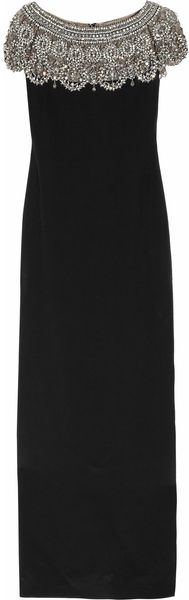Marchesa Embellished Silkcrepe Column Gown in Black - Lyst