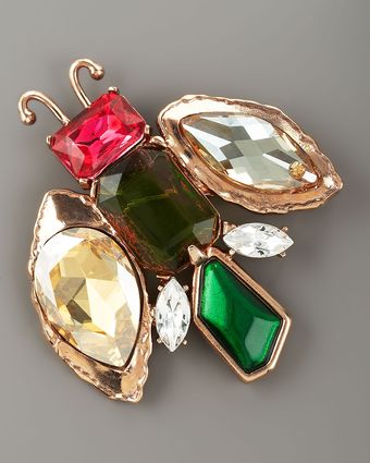 Oscar de la Renta Jeweled Insect Pin - Lyst