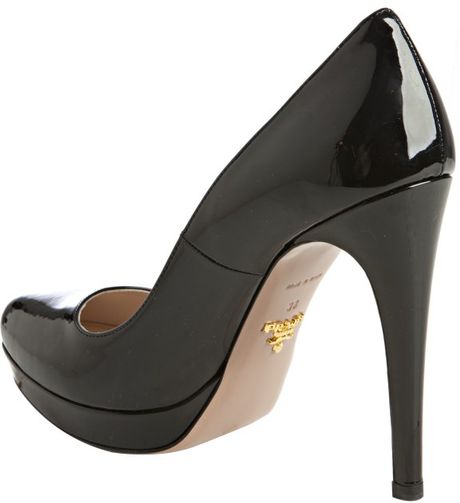 prada patent leather platform pumps