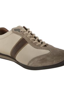 Prada Sport Tan Canvas Suede Trimmed Sneakers - Lyst
