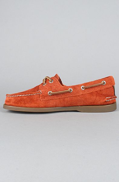 orange sperry boat shoes