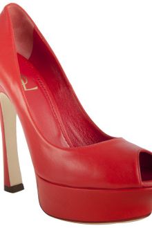 Yves Saint Laurent Rouge Leather Palais 105 Platform Pumps - Lyst