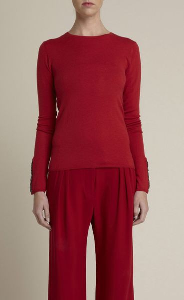 Adam Lippes Merino Wool Sweater in Red (vermillion) - Lyst