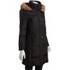 Anne Klein Black Quilted Down Faux Fur Trim Hooded Coat in Black - Lyst