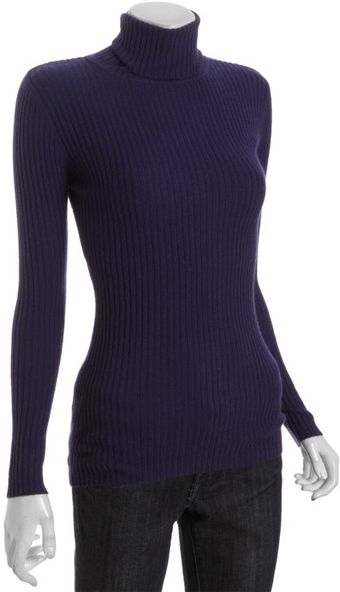  Blackberry Ribbed Cashmere Turtleneck 