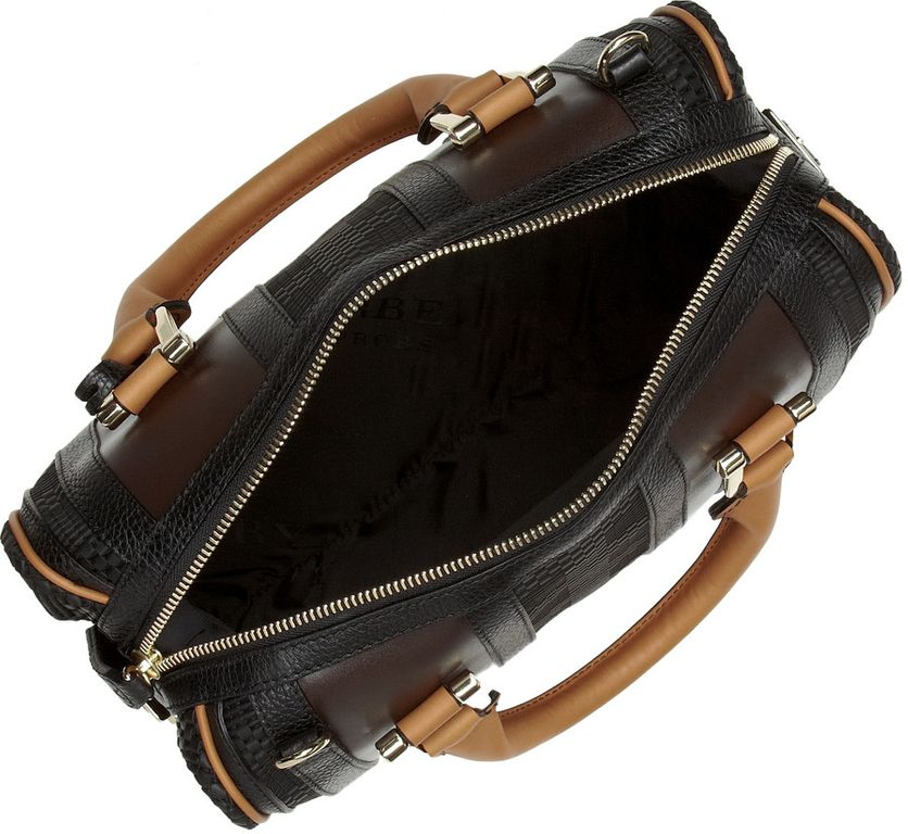 Burberry Prorsum Nevinson Leather Bowling Bag in Black camel Burberry Prorsum Nevinson Leather Bowling Bag in Black camel