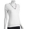 Burberry London White Stretch Cotton Nova Check Trim V Neck T Shirt in White - Lyst