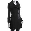 Cole Haan Black Woolcashmere Leather Trim Asymmetrical Coat in Black - Lyst