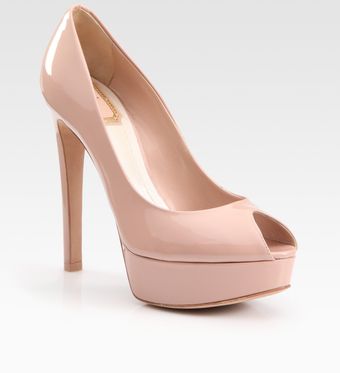 Dior Miss Patent Leather Peep Toe Pumps - Lyst