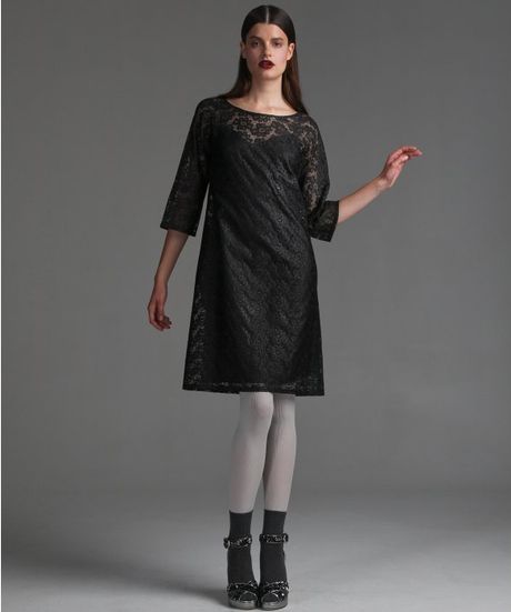 Dolce & Gabbana Black Floral Lace Shift Dress in Black - Lyst