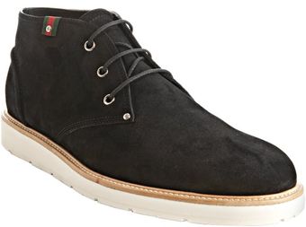 Gucci Black Suede Lug Sole Chukkas - Lyst