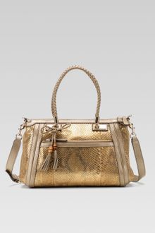 Gucci Bella Medium Top Handle Bag, Oro/champagne Python - Lyst