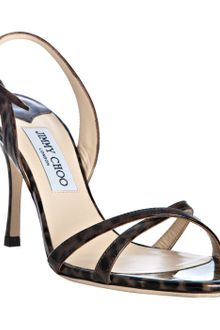Jimmy Choo Leopard Print Patent India Sandals - Lyst