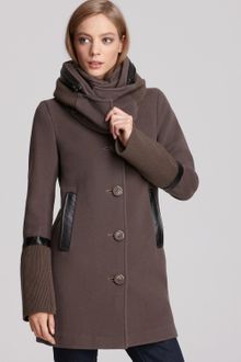 Mackage Single-breasted Coat with Leather Trim - Lyst