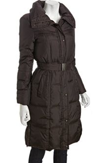Marc New York Chocolate Quilted Oversize Collar Belted Down Coat - Lyst