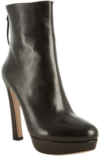  Black Leather Platform Ankle Boots 