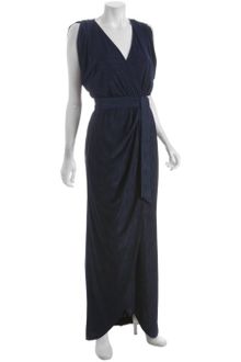 Nicole Miller Marine Slub Jersey Draped Long Dress - Lyst