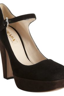 Prada Black Colorblock Suede Platform Mary Jane Pumps - Lyst