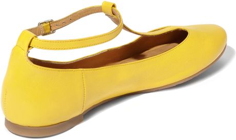yellow t strap flats