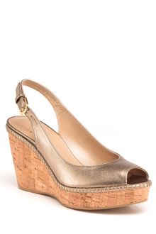 Stuart Weitzman Jean Slingback Cork Wedges - Lyst