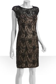 Sue Wong Black Beaded Lace Sheath Dress - Lyst