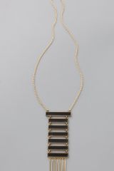 House Of Harlow Black Leather Totem Pole Necklace