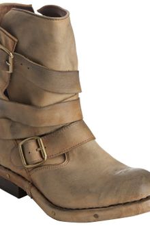 Jeffrey Campbell Tan Leather Brit Slouchy Distressed Buckle Boots - Lyst