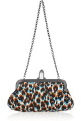 Christian Louboutin Mini Loubi Lula Animal-print Silk Frame Clutch