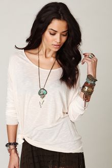 Free People Extreme Boxy Lace Insert Tee - Lyst