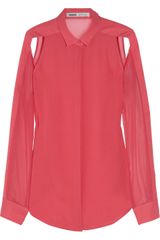Dion Lee Cutout Silk-georgette Blouse