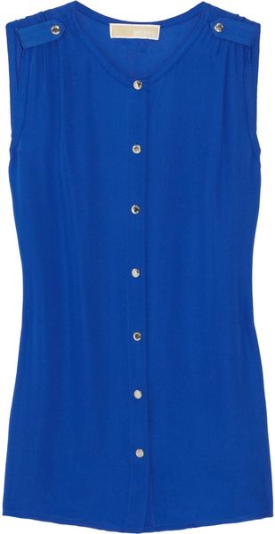 Michael by Michael Kors Sleeveless Silk Blouse - Lyst
