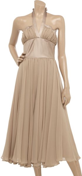 Luisa Beccaria Ruched Silk Dress in Brown - Lyst