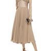 Luisa Beccaria Ruched Silk Dress in Brown - Lyst