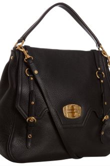 Miu Miu Black Leather Buckle Turnlock Convertible Shoulder Bag - Lyst