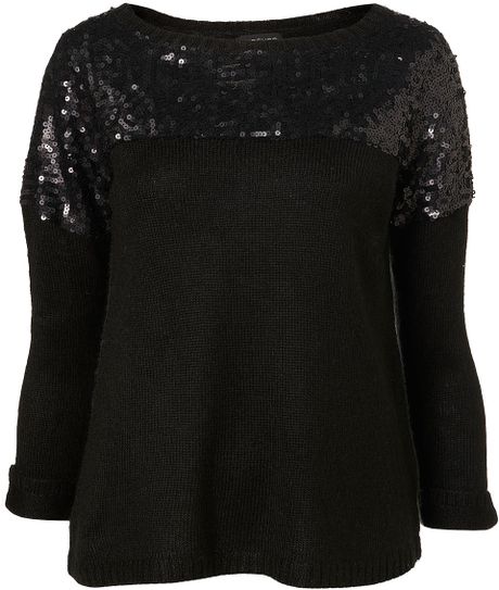 Preview Lupfer And Ashish For Topshop topshop knitted sequin yoke jumper in black lyst Preview Lupfer And Ashish For Topshop topshop knitted sequin yoke jumper in black lyst