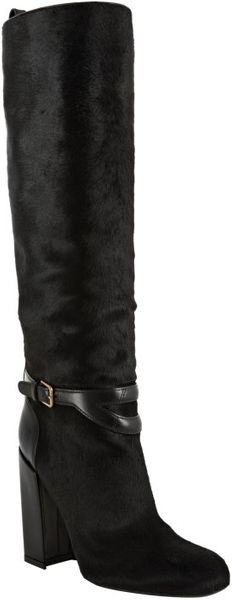 Yves Saint Laurent Black Pony Hair New Chyc 105 Tall Boots - Lyst