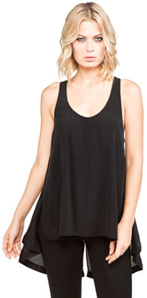 Alexander Wang Tank with Drawcord Hem in Black - Lyst