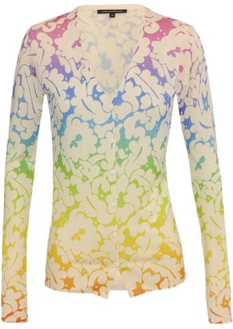  Silk-cashmere Knit Cardigan with Lace Print 
