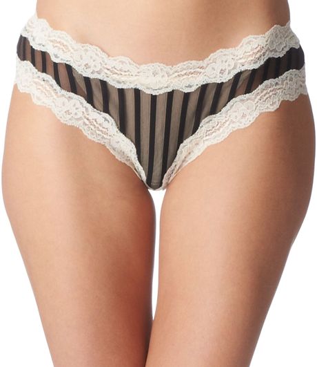 Elle Macpherson Sheer Ribbons Thong In Black Jet Lyst 5120