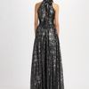 Halston Heritage Diamond Scarf Neck Gown in Black - Lyst