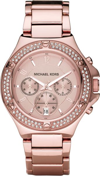 Michael Kors Glitz Watch, Rose Gold in Gold - Lyst