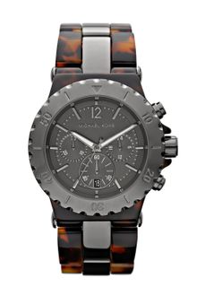 Michael Kors Gunmetal Tortoise Link Watch - Lyst