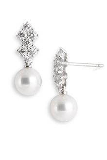 Mikimoto Classic Elegance Akoya Cultured Pearl & Diamond Earrings - Lyst