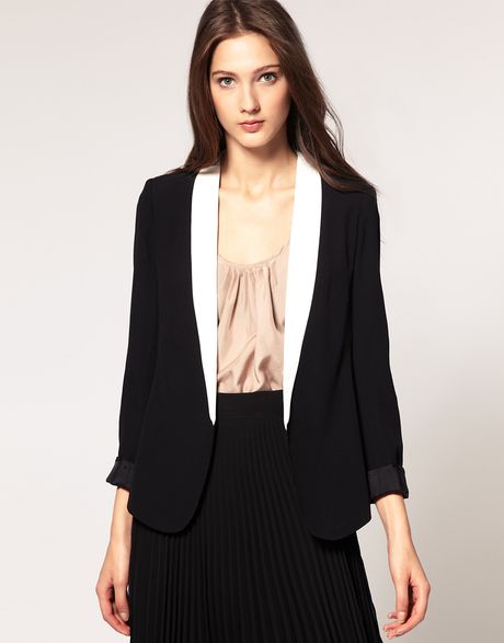 Asos Collection Blazer with Contrast Lapel in Black - Lyst