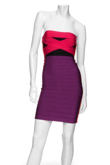 Hervé Léger Colorblock Strapless Bandage Dress - Lyst